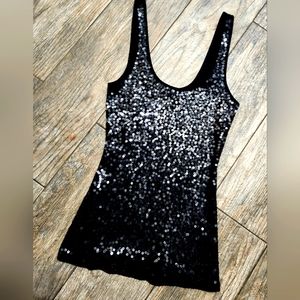 EXPRESS Sequin front Basic Black tank XS like new